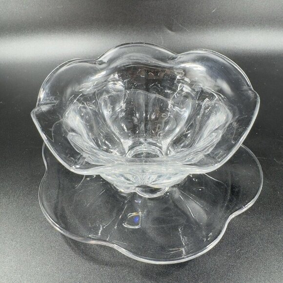 Duncan Miller Glass Company Canterbury Clear Teacup And Saucer Manganese 365nm - Picture 10 of 15